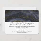 Invitation Mariage Abstrait Agate Or Moderne Noir Gris-Bleu (Devant)