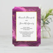 Invitation Mariage Abstrait Améthyste Et Or En (Debout devant)