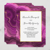 Invitation Mariage Abstrait Améthyste Et Or En (Devant / Derrière)