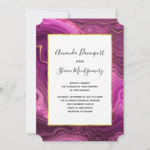 Invitation Mariage Abstrait Améthyste Et Or En