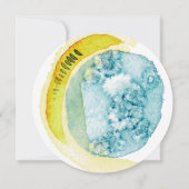 Invitation Mariage Abstrait Aquarelle Chic Bleu Jaune (Dos)
