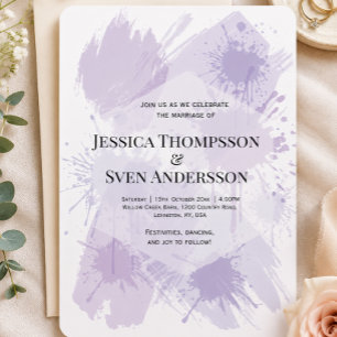 Invitation Mariage Abstrait Aquarelle Lavande Artsy