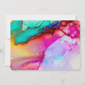 Invitation Mariage Abstrait Aquarelle Rose et Turquoise (Dos)