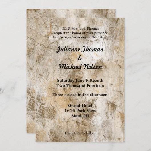 Invitation Mariage Abstrait blanc crème (Devant / Derrière)