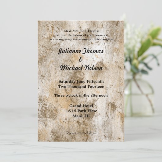 Invitation Mariage Abstrait blanc crème (Debout devant)