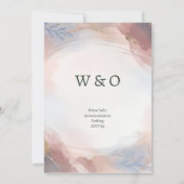Invitation Mariage Abstrait Bleu Marine Rose (Dos)