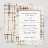 Invitation Mariage Abstrait Brun Crème à Rayures (Devant / Derrière)