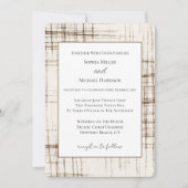 Invitation Mariage Abstrait Brun Crème à Rayures (Devant)