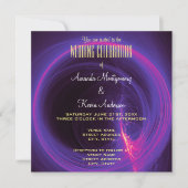 Invitation Mariage Abstrait circulaire rose et violet (Devant)