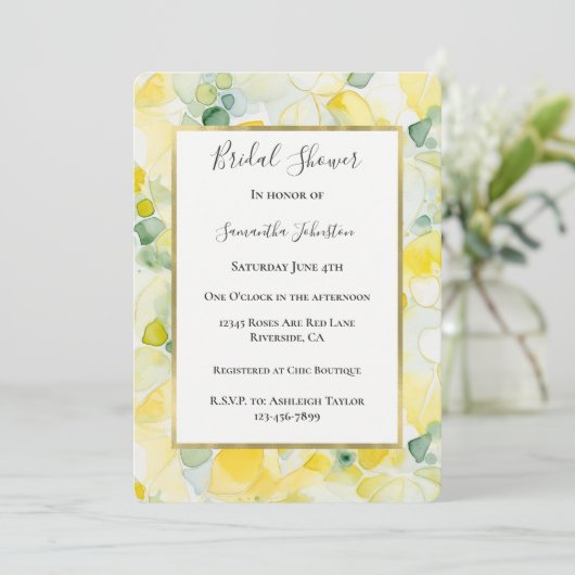 Invitation Mariage Abstrait Citron Jaune (Debout devant)
