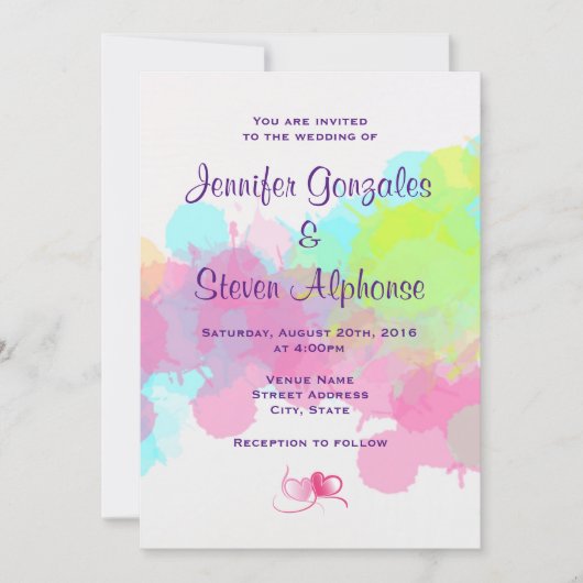 Invitation Mariage Abstrait coloré (Devant)