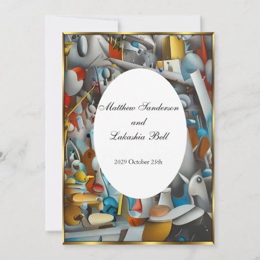 Invitation Mariage Abstrait coloré Élégant Moderne (Dos)