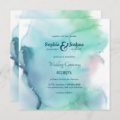 Invitation Mariage Abstrait d'aquarelle légère (Devant / Derrière)