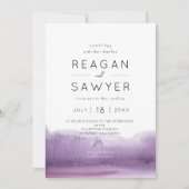 Invitation Mariage Abstrait d'aquarelle violet moderne (Devant)