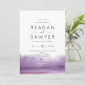 Invitation Mariage Abstrait d'aquarelle violet moderne (Debout devant)