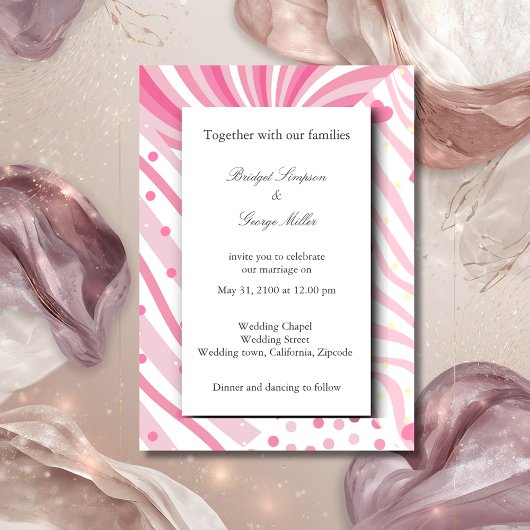 Invitation mariage abstrait de couleur rose amusant