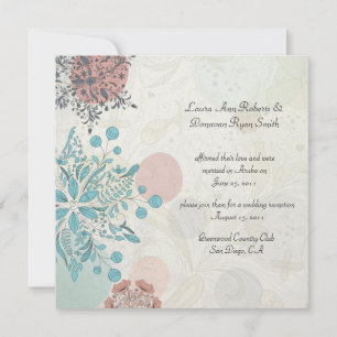 Invitation Mariage Abstrait de la poste de fleurs de gris ros