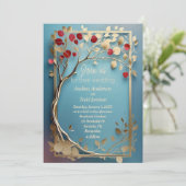 Invitation mariage Abstrait de pommier doré (Debout devant)