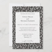 Invitation Mariage Abstrait Élégant Noir Blanc (Devant)