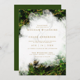Invitation Mariage   Abstrait Émeraude cristal Agate