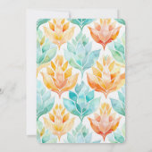 Invitation Mariage Abstrait floral blanc turquoise Tangerine (Dos)