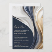 Invitation Mariage-Abstrait Fluid Art-Blue et or- (Devant)