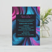 Invitation Mariage-Abstrait Fluid Art-Blue et rose (Debout devant)