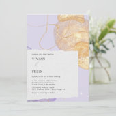 Invitation Mariage Abstrait luxueux violet et doré (Debout devant)