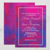Invitation Mariage Abstrait Magenta et Bleu (Devant / Derrière)