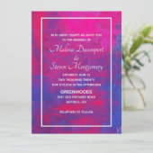 Invitation Mariage Abstrait Magenta et Bleu (Debout devant)