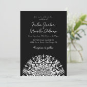 Invitation Mariage Abstrait Mandala Noir Classique de Minuit (Debout devant)