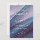 Invitation Mariage Abstrait minimaliste moderne bleu et viole (Devant)