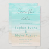 Invitation Mariage Abstrait moderne de plage Enregistrer la d (Devant / Derrière)