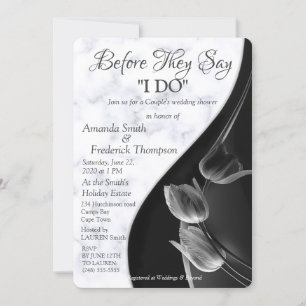 Invitation Mariage Abstrait Moderne en Marbre Blanc Noir Douc