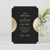 Invitation Mariage Abstrait moderne Noir & Or contemporain (Debout devant)