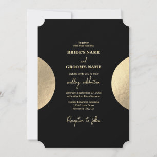 Invitation Mariage Abstrait moderne Noir & Or contemporain