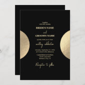 Invitation Mariage Abstrait moderne Noir & Or contemporain (Devant / Derrière)