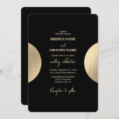 Invitation Mariage Abstrait moderne Noir & Or contemporain (Devant / Derrière)