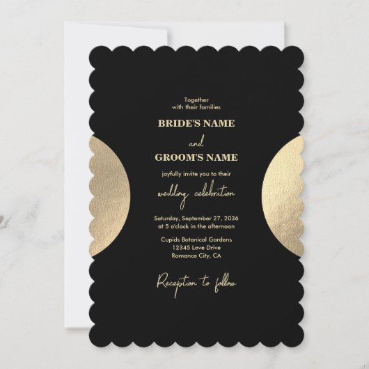 Invitation Mariage Abstrait moderne Noir & Or contemporain (Devant)