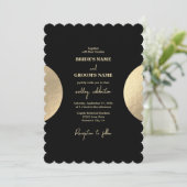 Invitation Mariage Abstrait moderne Noir & Or contemporain (Debout devant)
