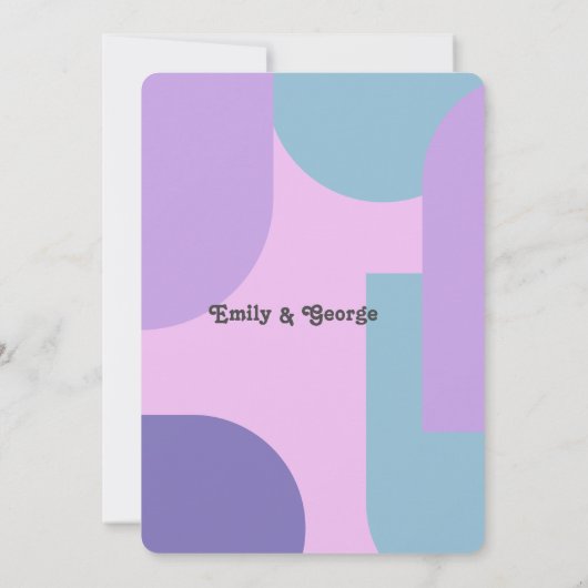 Invitation Mariage Abstrait moderne Pastel Blue Purple Retro (Dos)