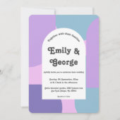 Invitation Mariage Abstrait moderne Pastel Blue Purple Retro (Devant)