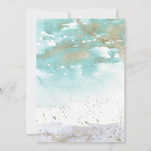 Invitation Mariage Abstrait Moderne Turquoise Lavande Or (Dos)