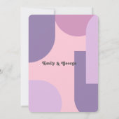 Invitation Mariage Abstrait moderne violet rose pastel Retro (Dos)