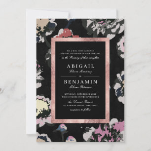 Invitation Mariage abstrait noir classique moderne