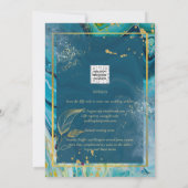 Invitation Mariage Abstrait Peacock Blue Gold (Dos)