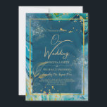 Invitation Mariage Abstrait Peacock Blue Gold<br><div class="desc">Ce mariage moderne fait partie d'une collection plus grande, regardez-les tous pour sélectionner la mise en page et le type de carte/papier qui correspond le mieux à vos besoins. Il présente un effet abstrait à l'ombre de l'encre qui s'intègre bien avec votre thème de couleur choisi pour un printemps, été,...</div>