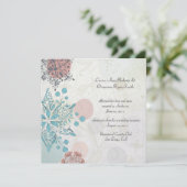 Invitation Mariage Abstrait Pink Blue Floral Post (Debout devant)