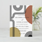 Invitation Mariage Abstrait rétro moderne en terre cuite de m (Debout devant)