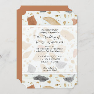 Invitation Mariage Abstrait rétro moderne Terrazzo Terracotta